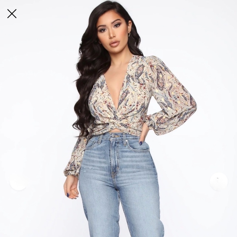 Fashion Nova Gold Flecks in Your Edges Crop Top, Paisley, XLarge, NWT